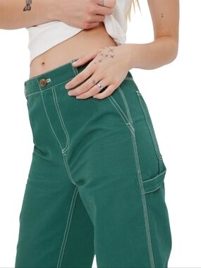 High-Rise Loose Fit Dark Carpenter Straight Leg Pants Size 2